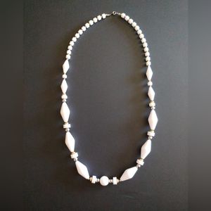 Vintage Trifari White Bead with Gold and Silver Balls